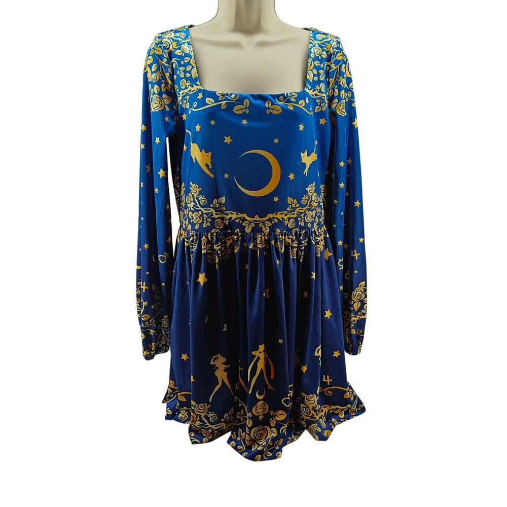 Black Milk Sailor Guardians Stars Velvet Squared Up Bishop Dress Large